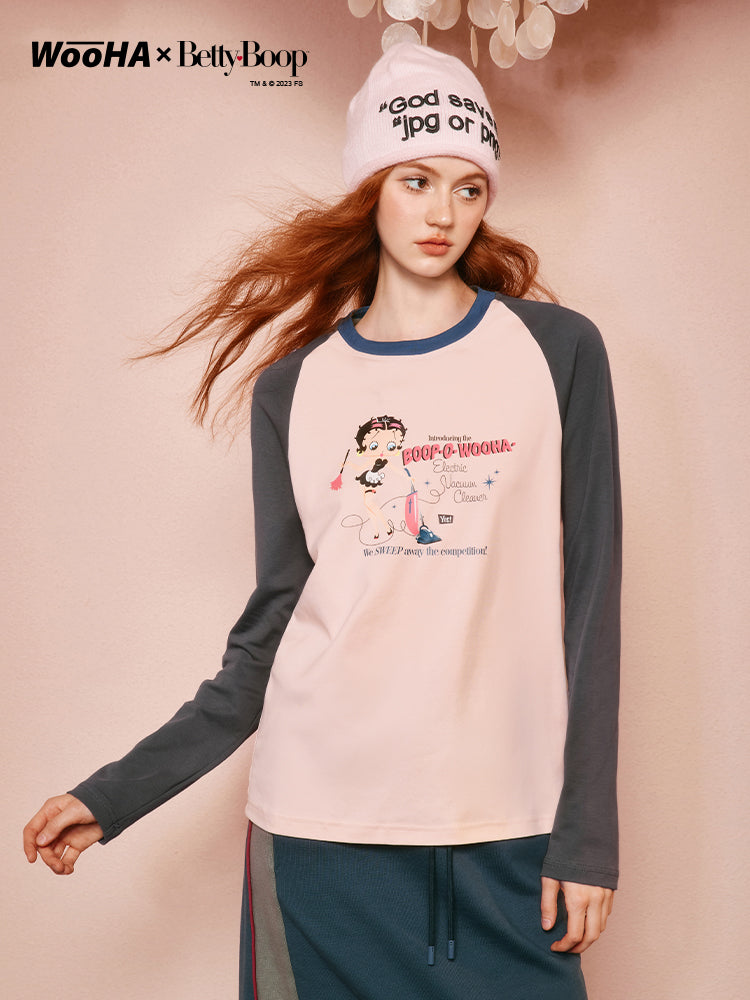 Betty Casual Crew-Neck Cotton Lont-T-Shirt