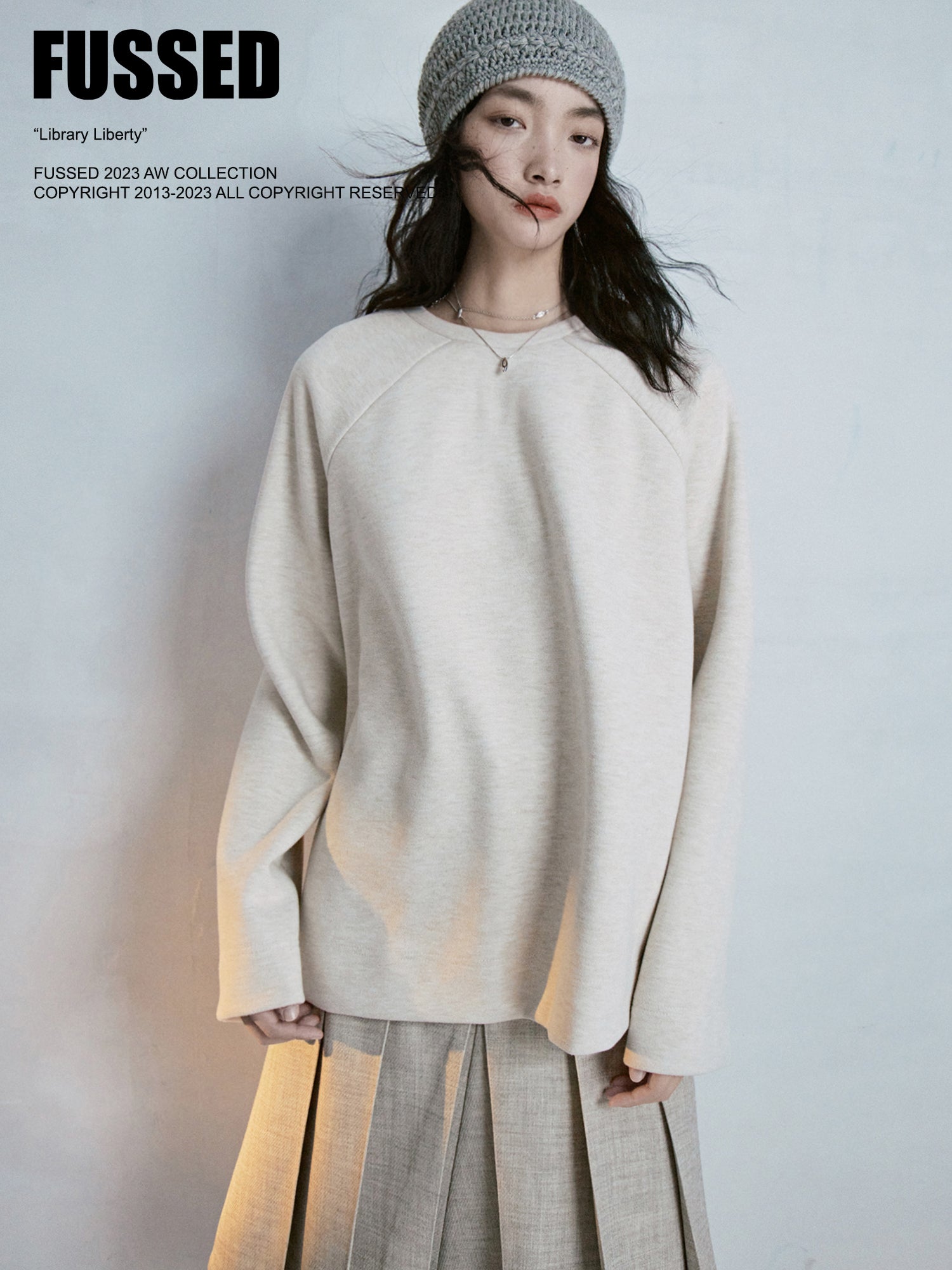 Natural Simple Oversize Crew-Neck Pullover