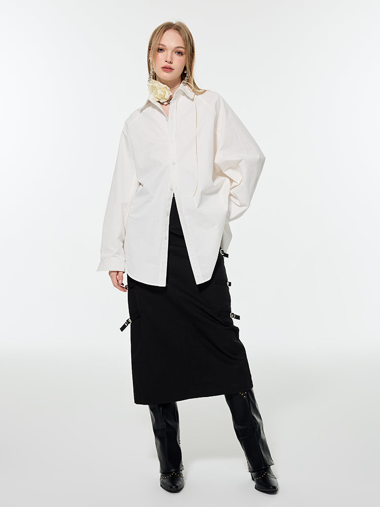 Oversize Vivd Loose Big-Silhouette Plain Shirt