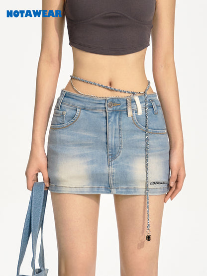 MCRO-Mini Denim Casual Faded Skirt