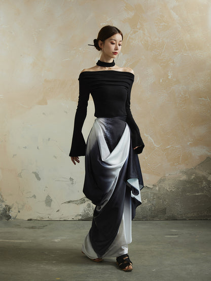 Drape Gradation Elegant High-End Chic Long-Skirt