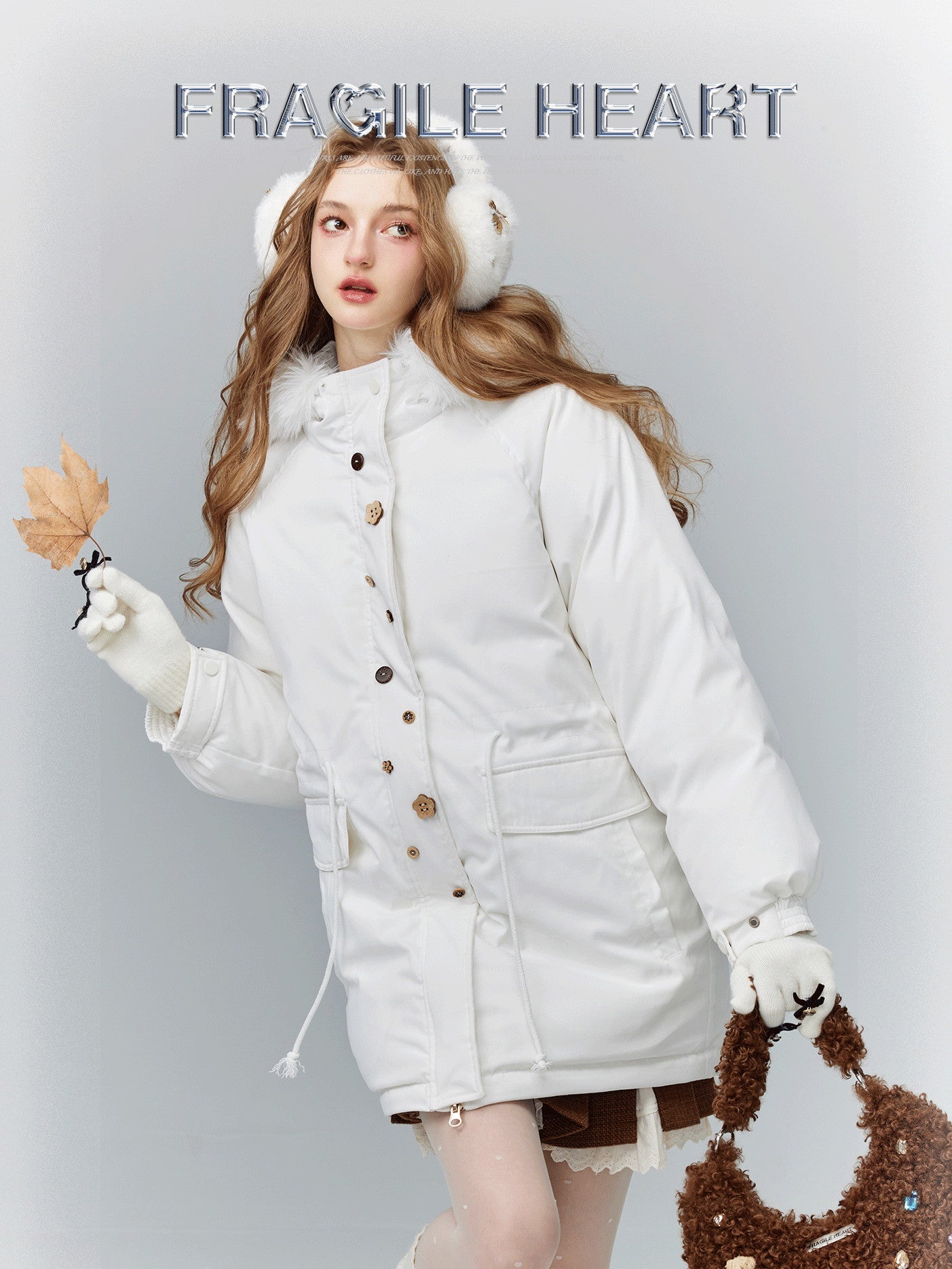 Fuh-hood edel mittlere botton schick weiße jacket