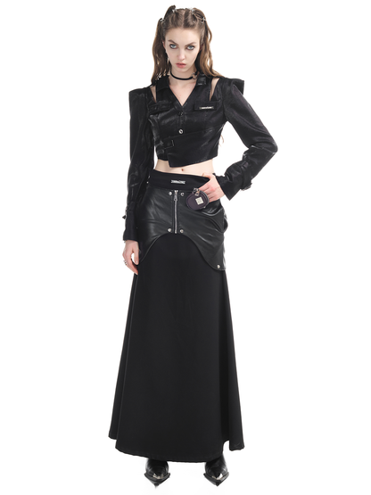 Leather Cool Punk Tops&amp;Long-Skirt