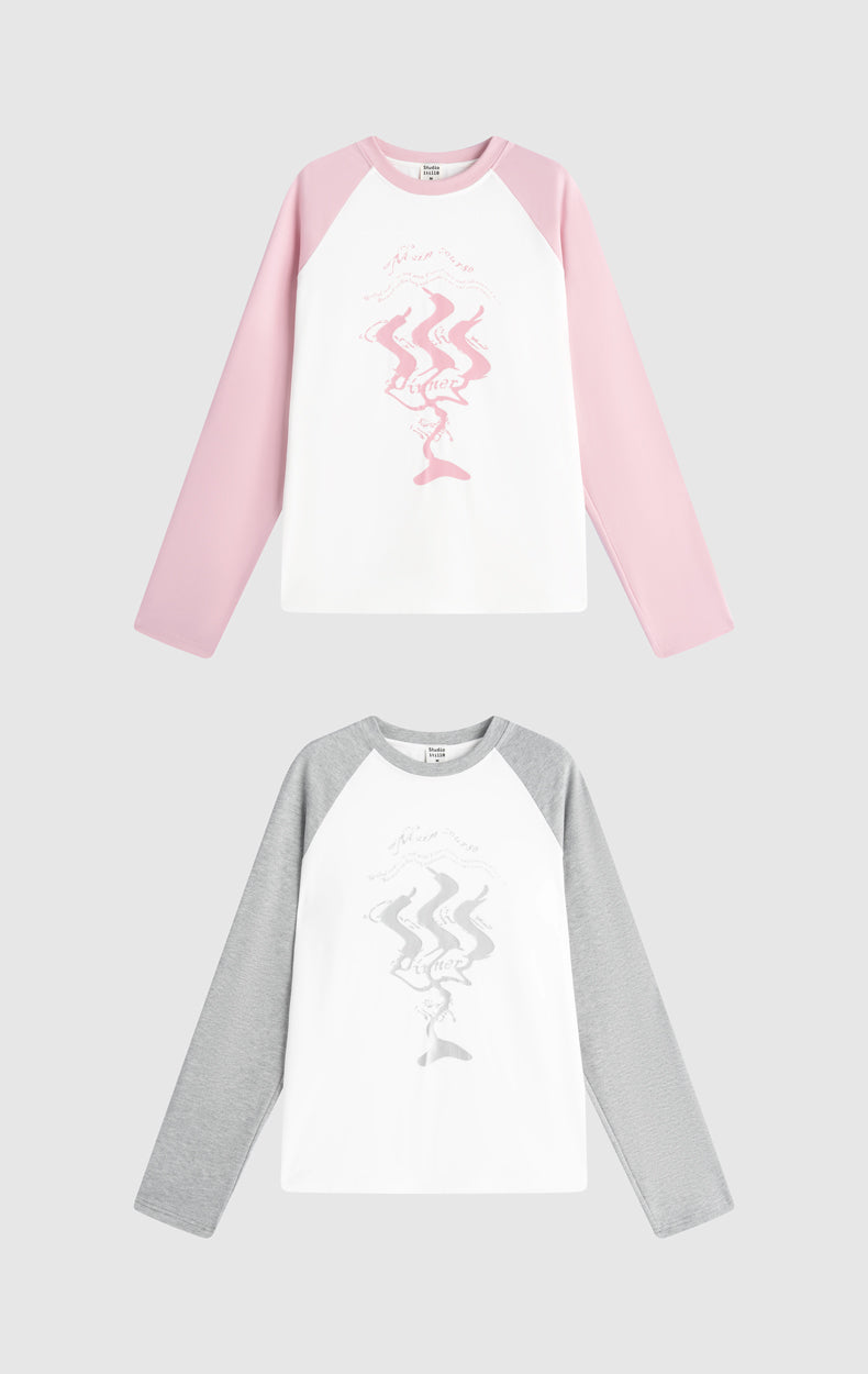 Bi-Color Graphic Casual Long-T-Shirt – ARCANA ARCHIVE