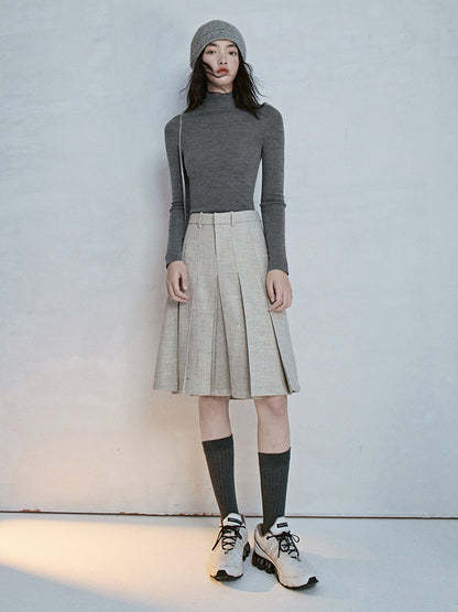 Box-Pleats Plain Classy Long-Skirt