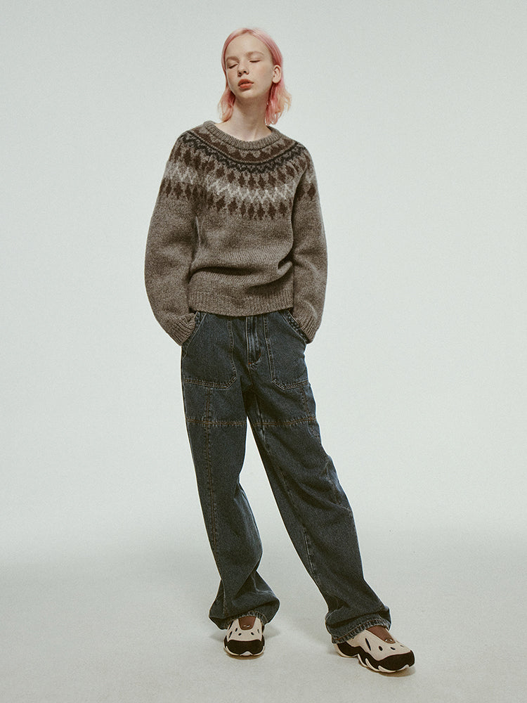 Nordic Crew-Neck Casual Oversize Loose Retro Knit – ARCANA ARCHIVE