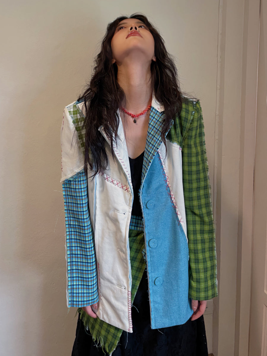 Patchwork Pop Cute Nichi Checked Jacket