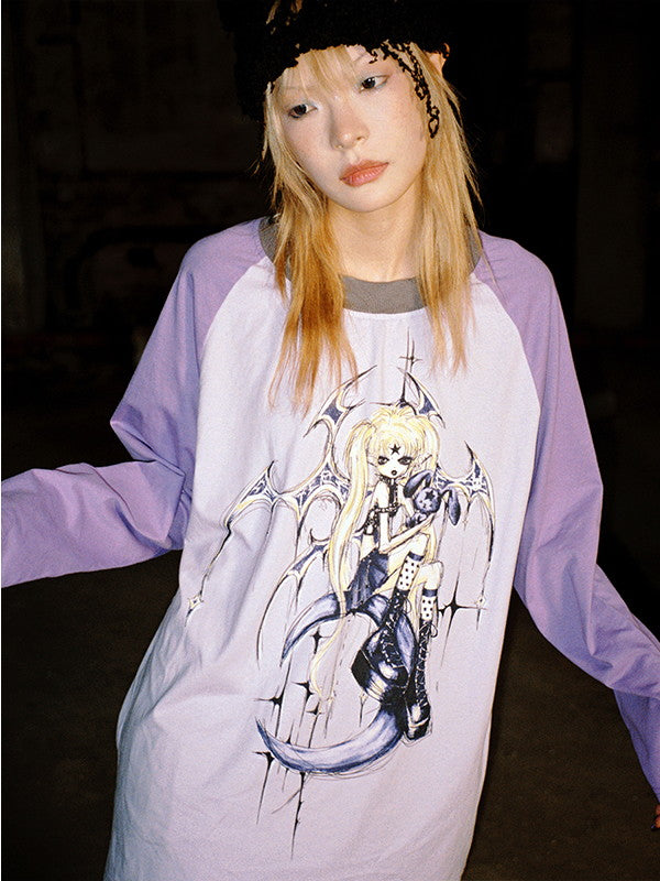 Ovesize Comic Nichi Witch Long-T-Shirt