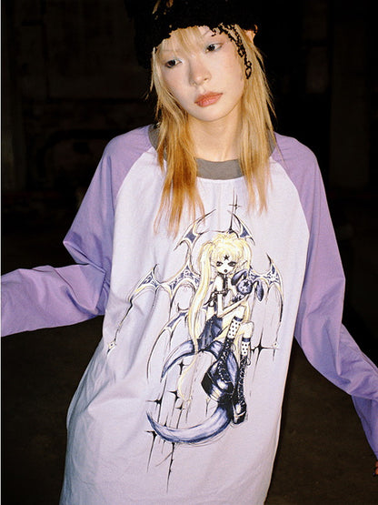 Ovesize Comic Nichi Witch Long-T-Shirt