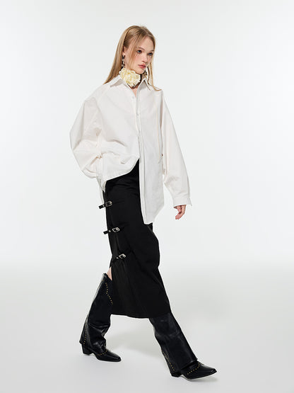 Oversize Vivd Loose Big-Silhouette Plain Shirt