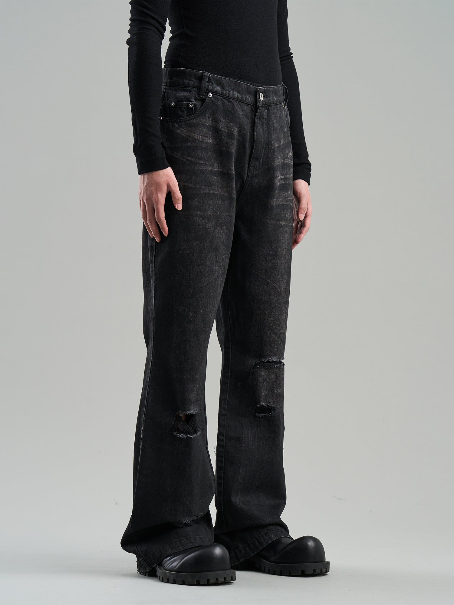 Denim Damage Wide Pants