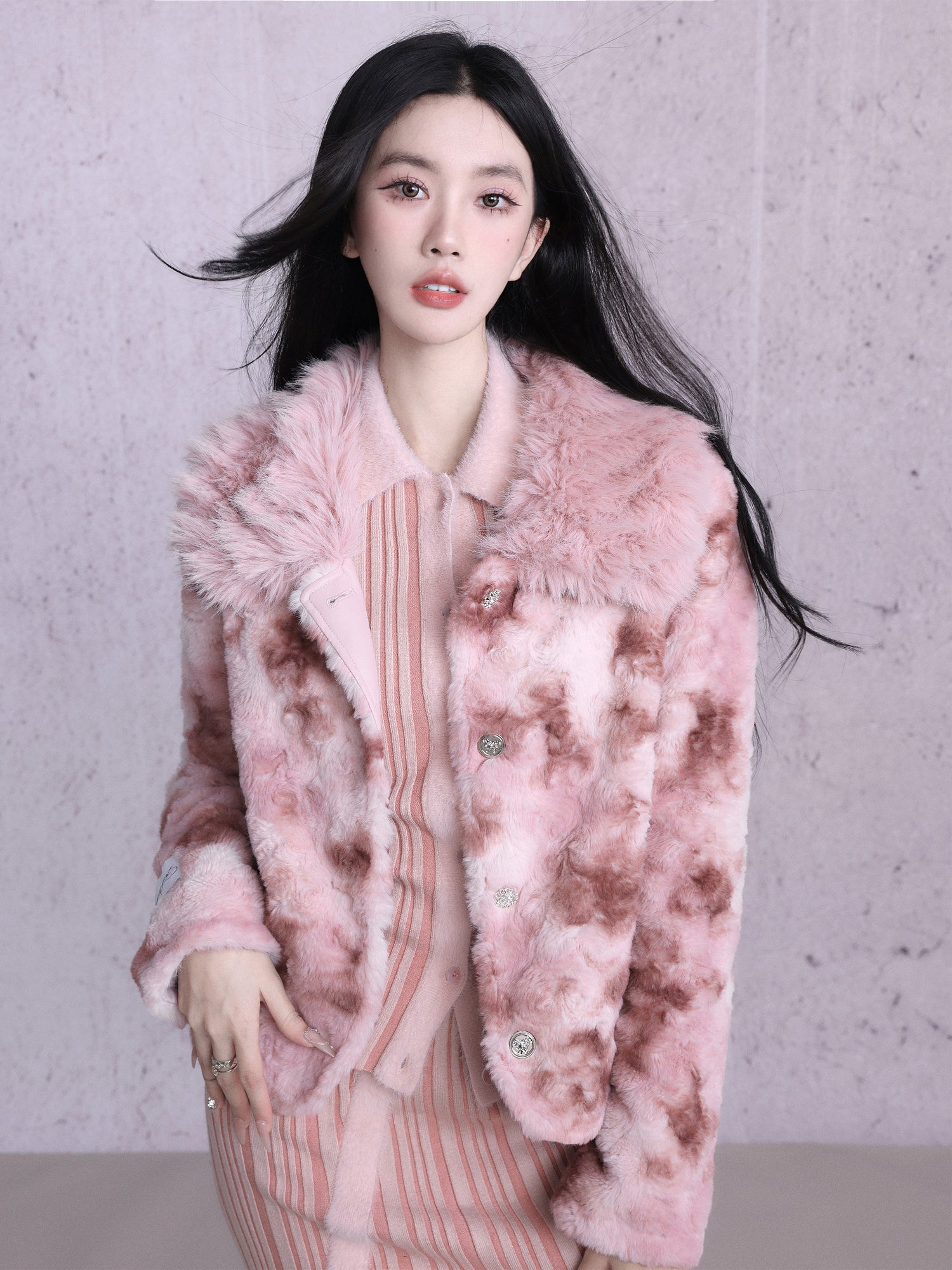 Speckled Fur Elegant Fluffily Jacket