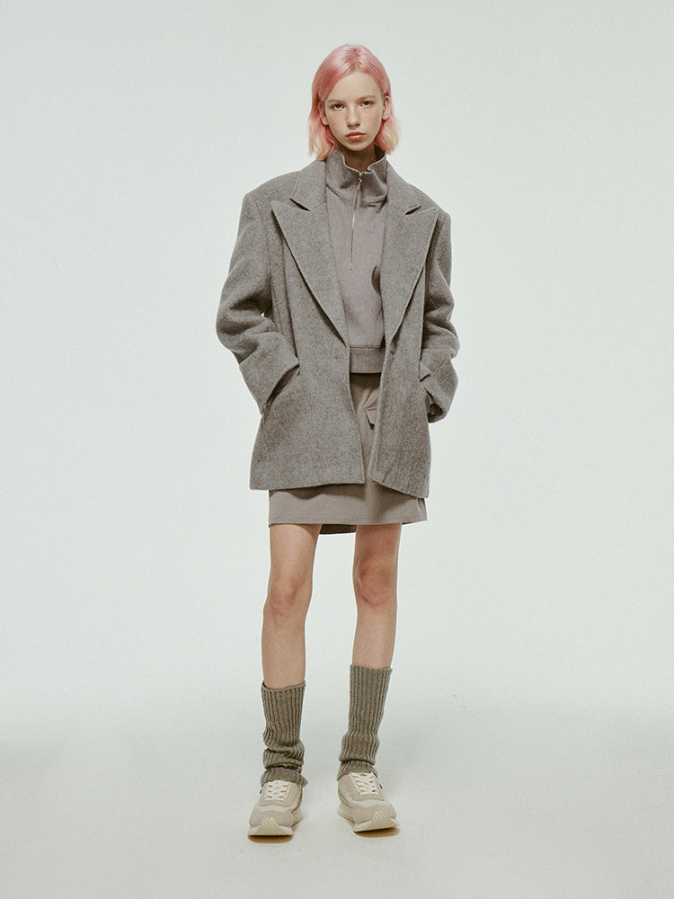 Oversize Plain Wool Loose Jacket