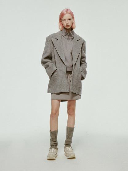 Oversize Plain Wool Loose Jacket