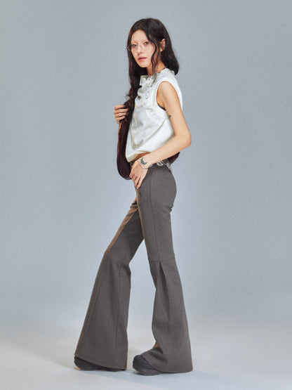 Retro Bugle Casual Plain Slim Knit Flare-Pants