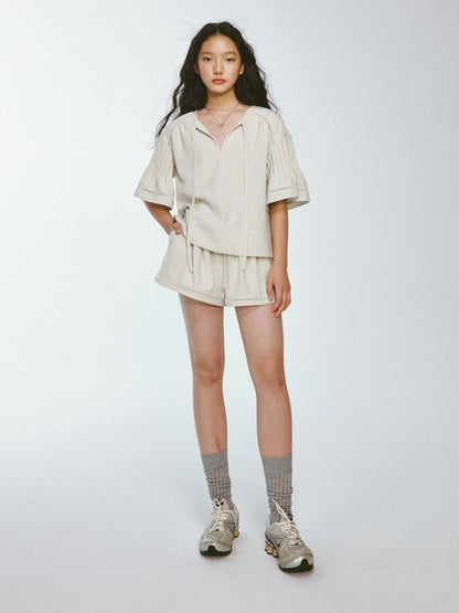 Simple Natural Relax Plain Short-Pants