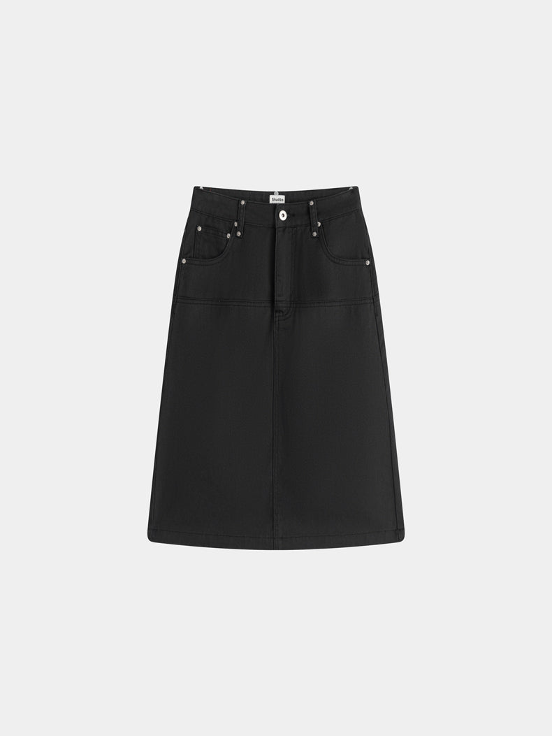 Simple Plain Denim Casual Skirt