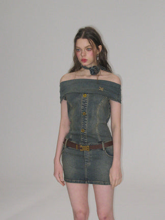 Deondo denim long&mini onepiece main image 1