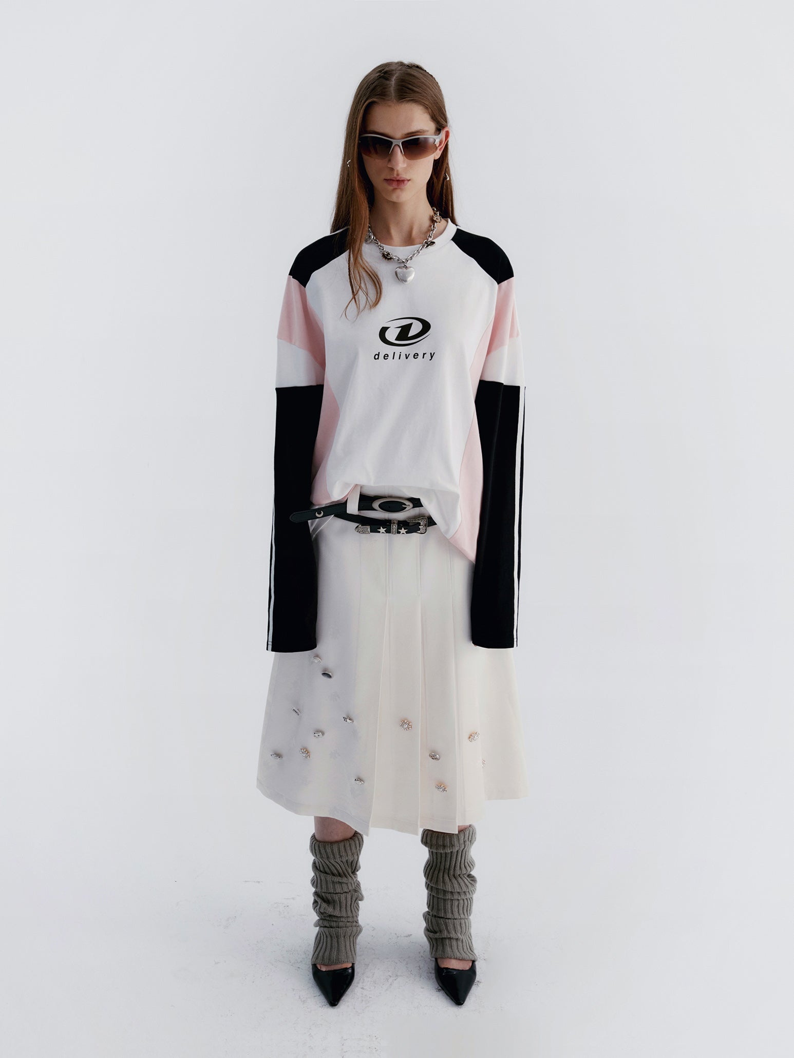 Unisex Contrast Oversize Casual Long-T-shirt