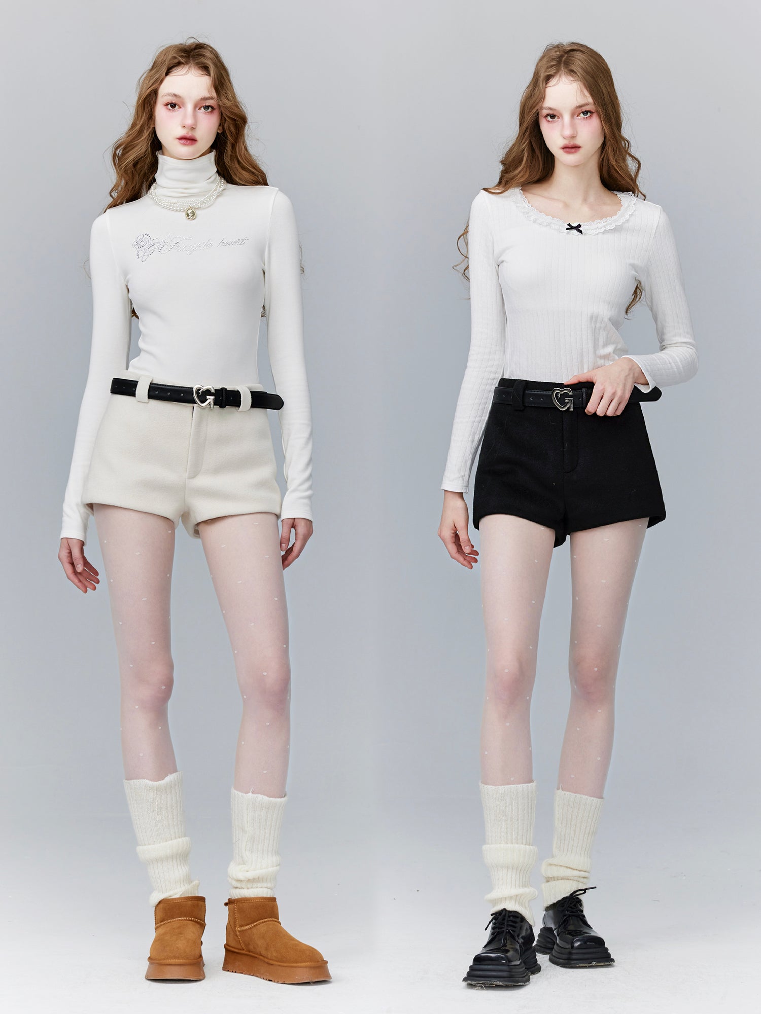 Wool Plain Chic Classy Short-Pants