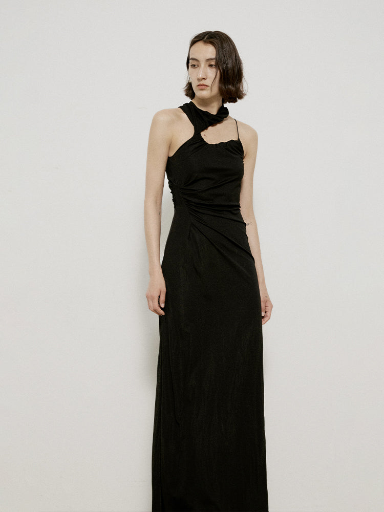 Nichi Drape Long Asymmetri Enge elegante einteilige Teile