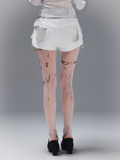 Paint Stretch White Punk Tights