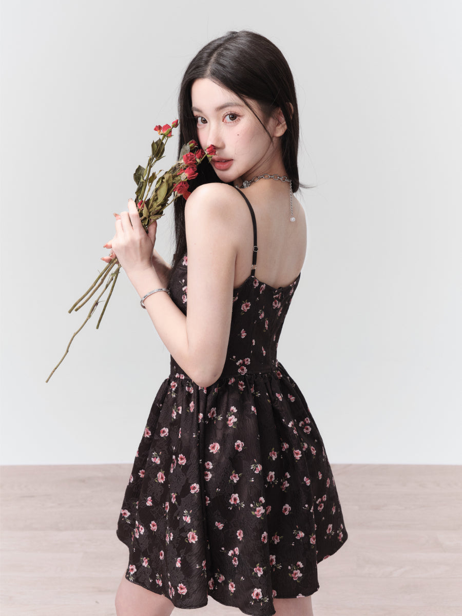 Flower Robbon Camisole Short One-Piece