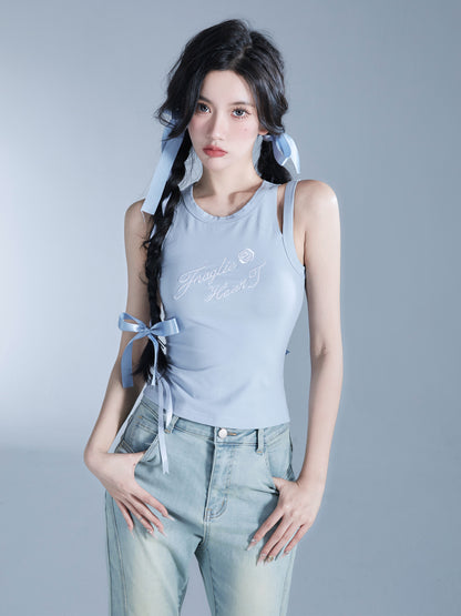 Casual Nichi Embroidery Rose Tank-Top