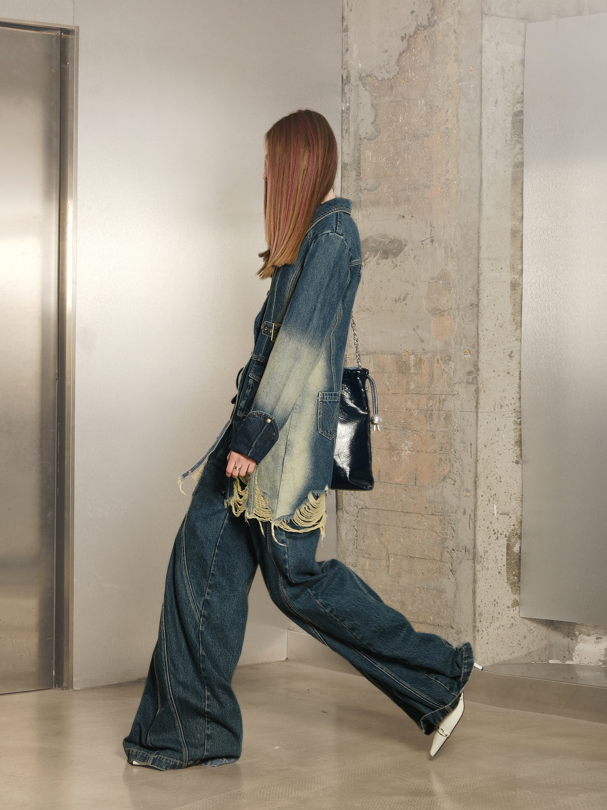 Dommages en denim Casual Casched Long-tops