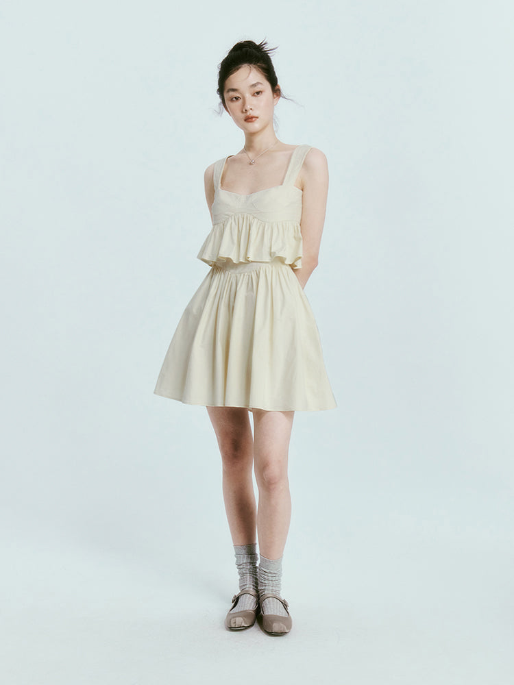 Sunshine Shoes Sky Tank Gather Sleeve with Peplum Biketard