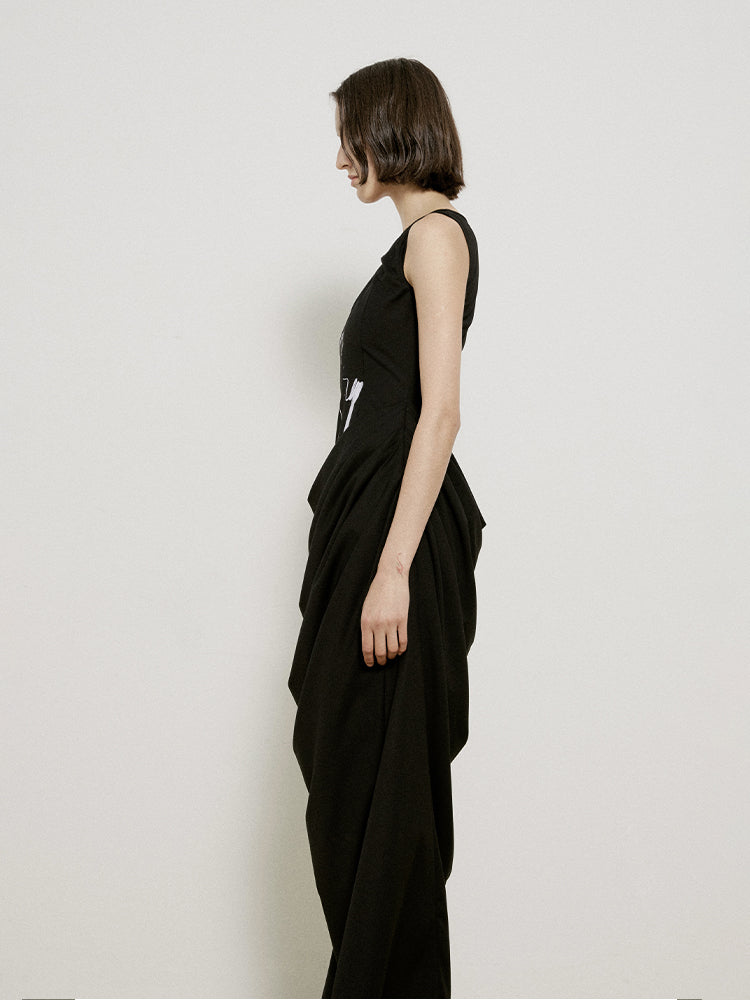 Drape Silhouette Long Nichi Sleeveless One-piece