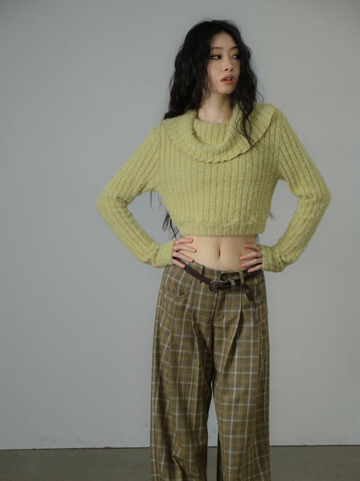 Drape Cropped Fluffily Retro Strick