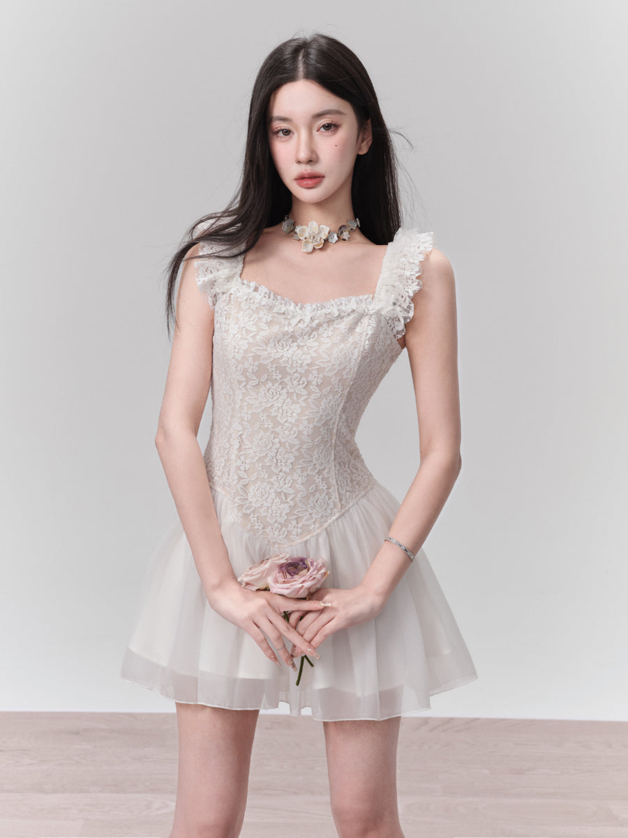 Lace Feminine Sweet Short Flower One-Piece