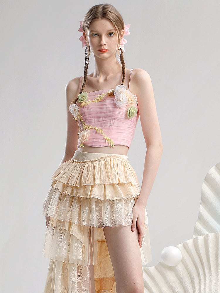 Ciffon Flower Fairy Short Pale-Tone Camisole