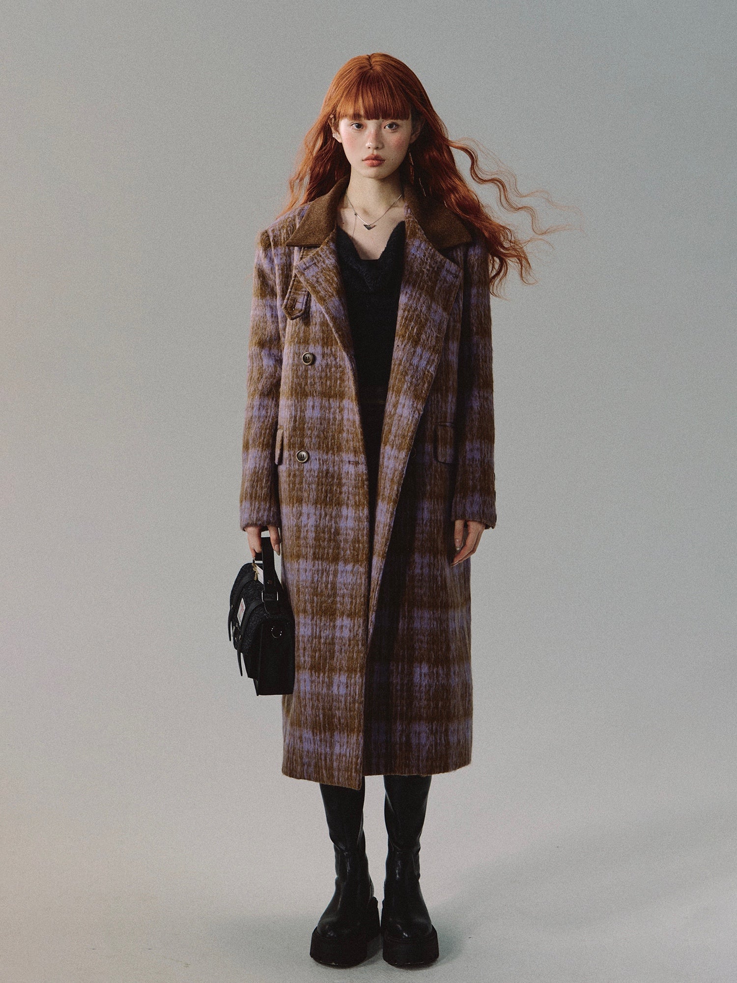 Checked Wool Retro Oversize Chester-Coat