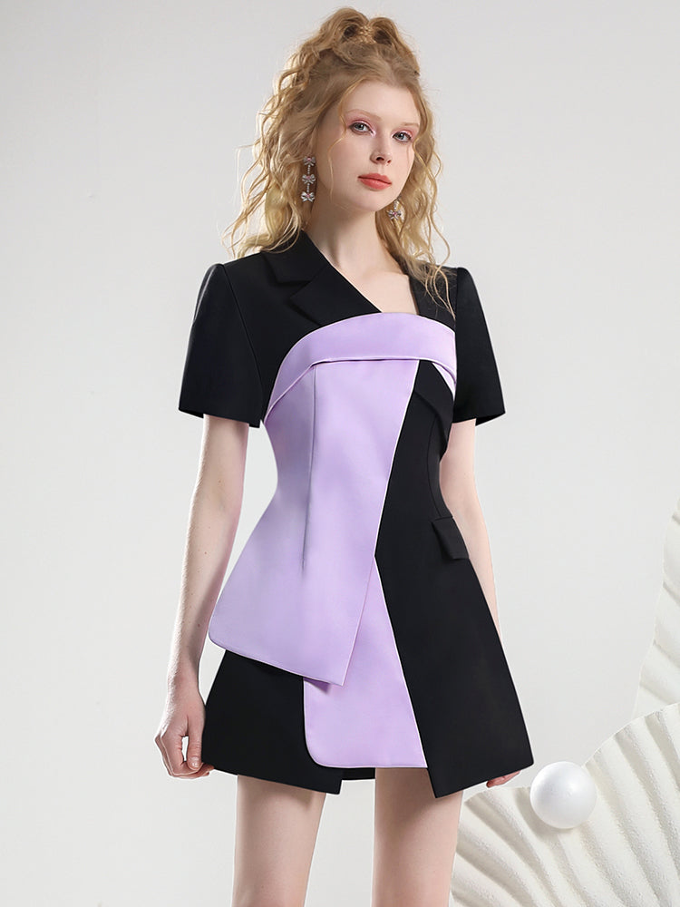 Modern Bi-Color Retro Asymmety Nichi One-Piece