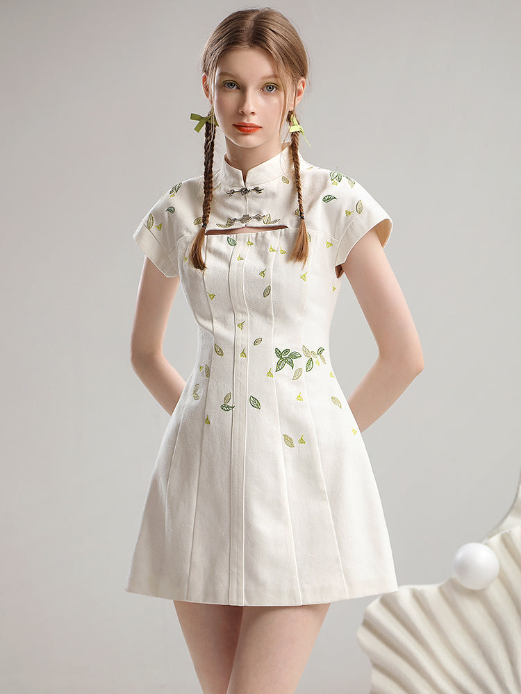 China Leaf Short Slim Chic Dress