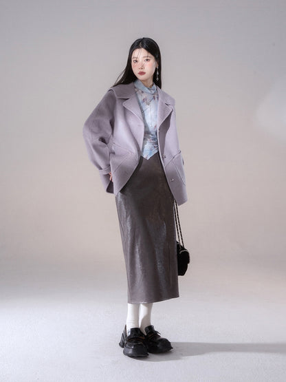 Big-Collar Retro Wool Long-Coat