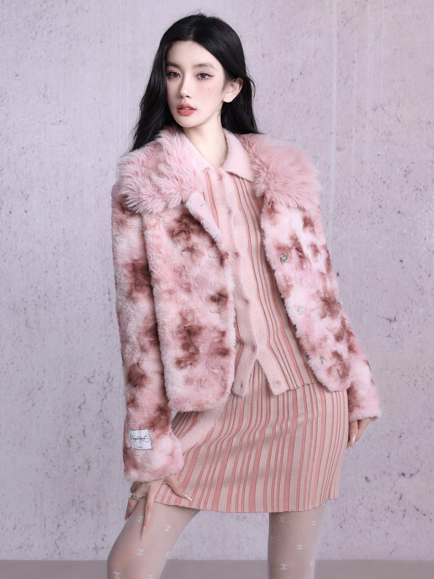 Speckled Fur Elegant Fluffily Jacket