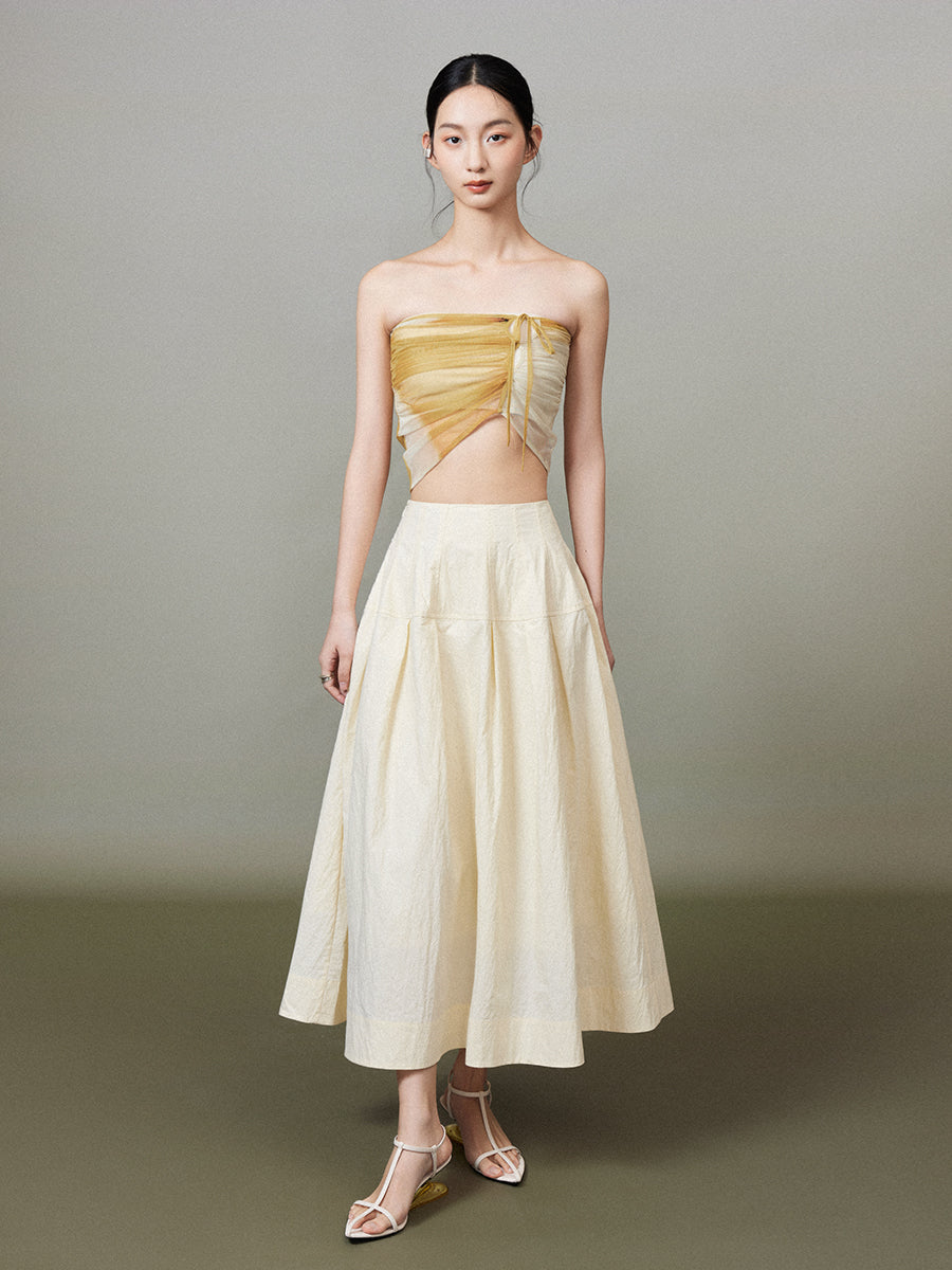 Simple Chic Flare Natural Long-Skirt