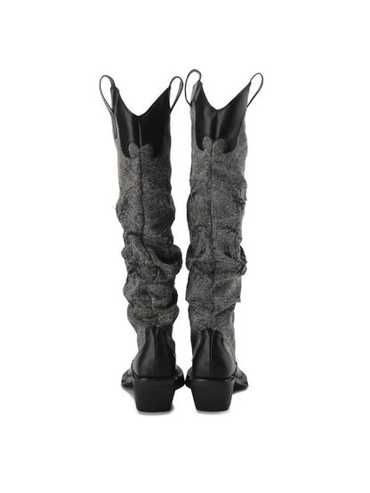 Nichi Mix Wrinkled Retro Long-Boots