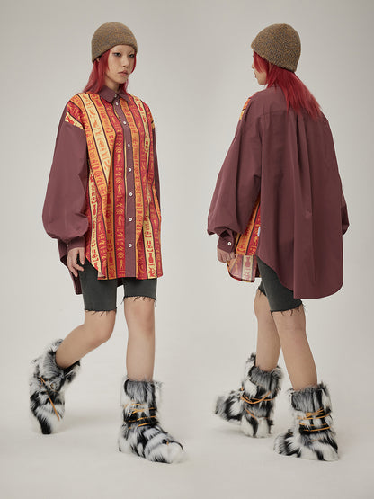 Ethnic Stripe Oversize Vivid Shirt