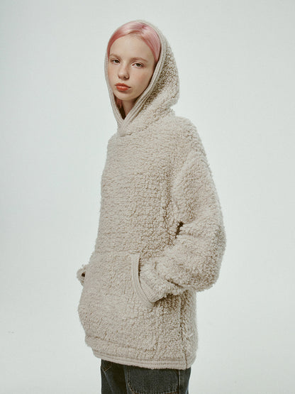 Hoodie Knit Ovresize Plain Casual Fuffily Parka