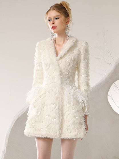 Fur Knit Wing Elegant One-Piece