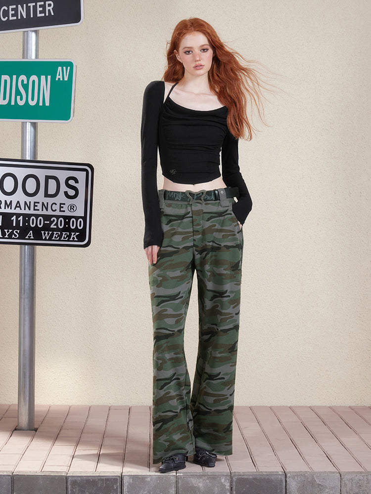 Camouflage Straight Casual Wide-Pants