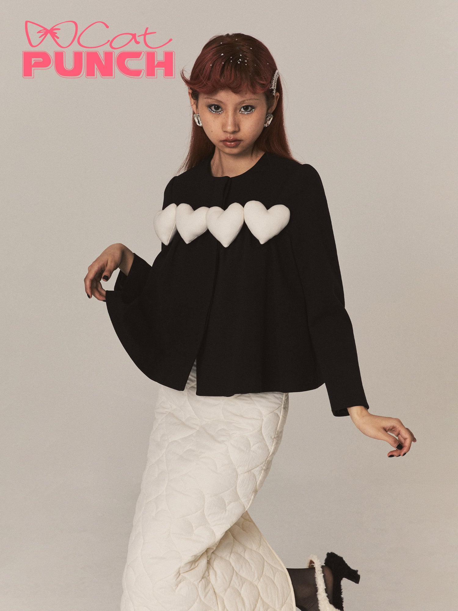 Chic 3D Heart Nichi Flare Crew-Neck Wool Tops