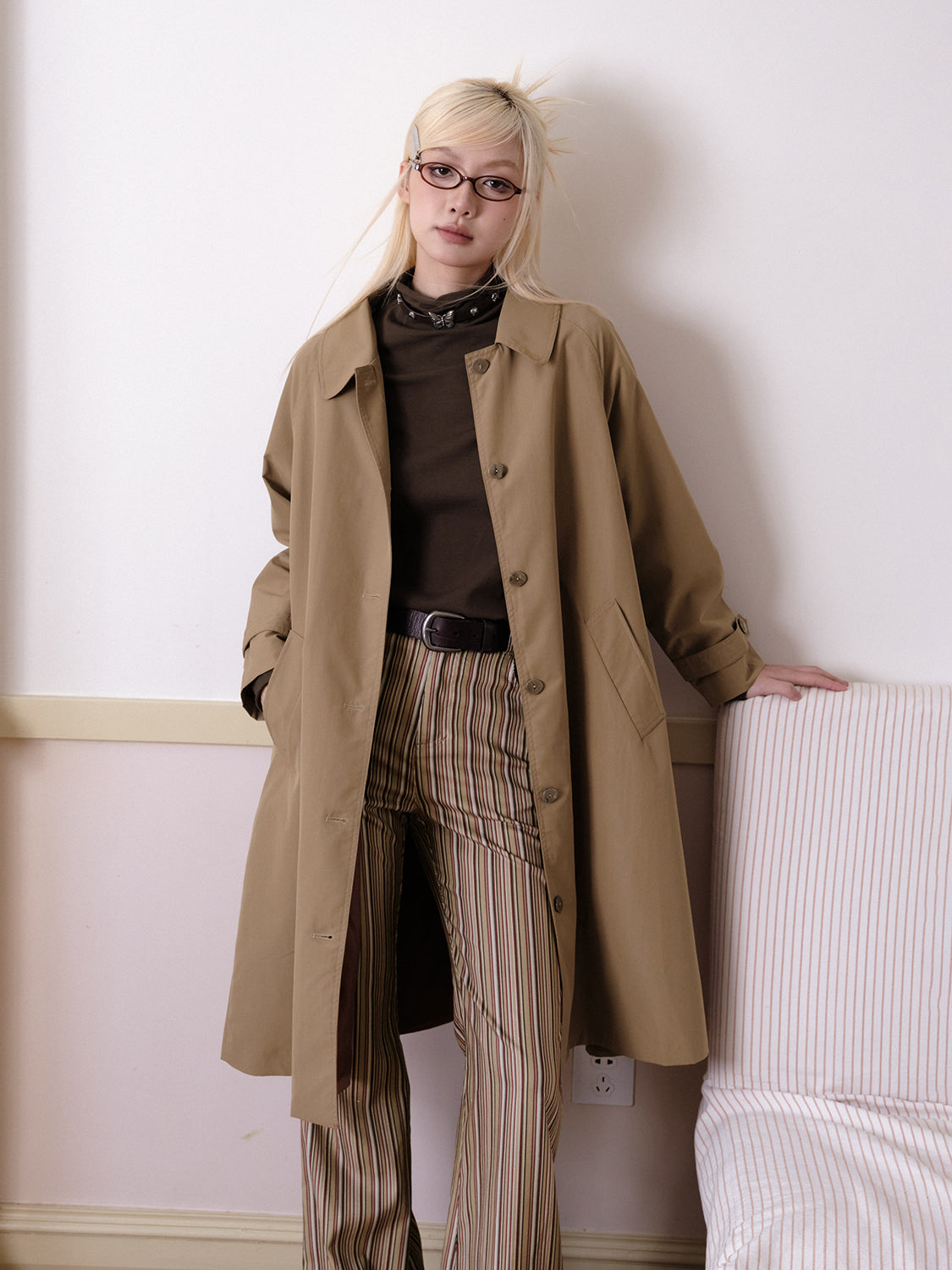 Formal Classu Simple Oversize Long-Coat Trench-Coat