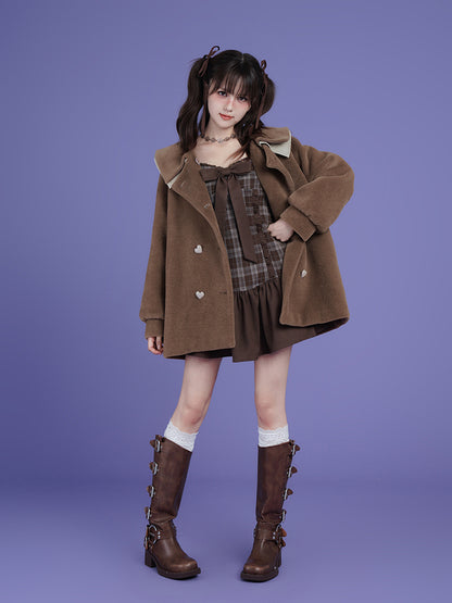 Double-Collar Thick Retro Middle Coat