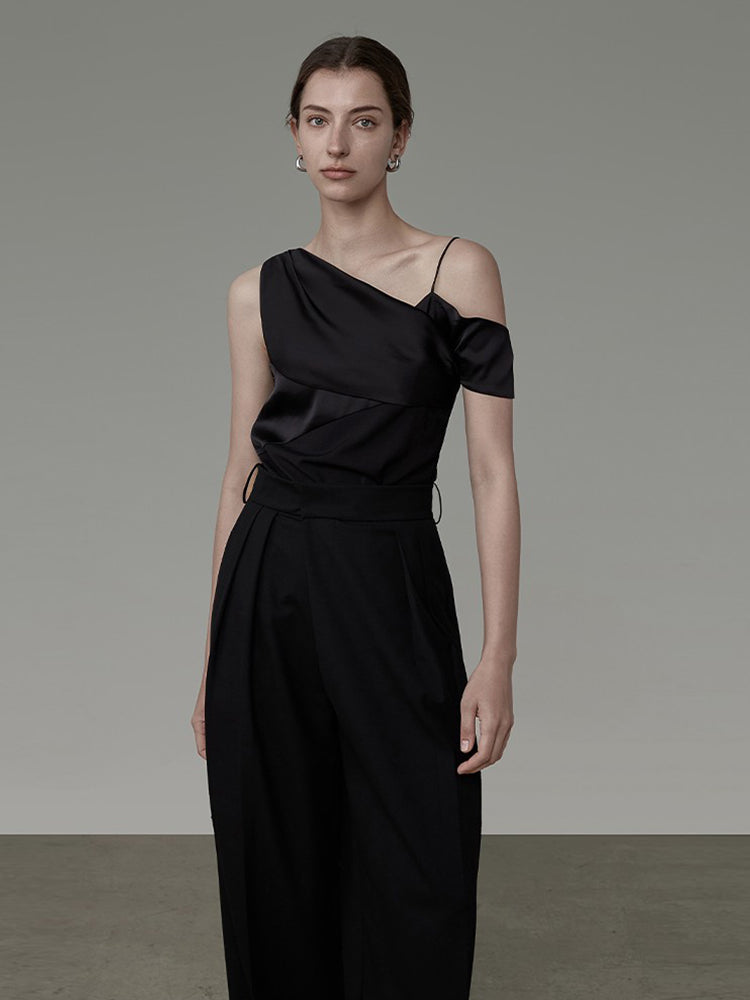 Asimmetry One-shoulder Ciffon Drape Classy Tops