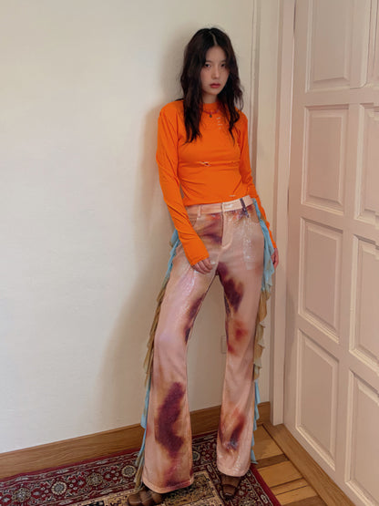 Pantalon lâche en tricot étiré de tir-dye